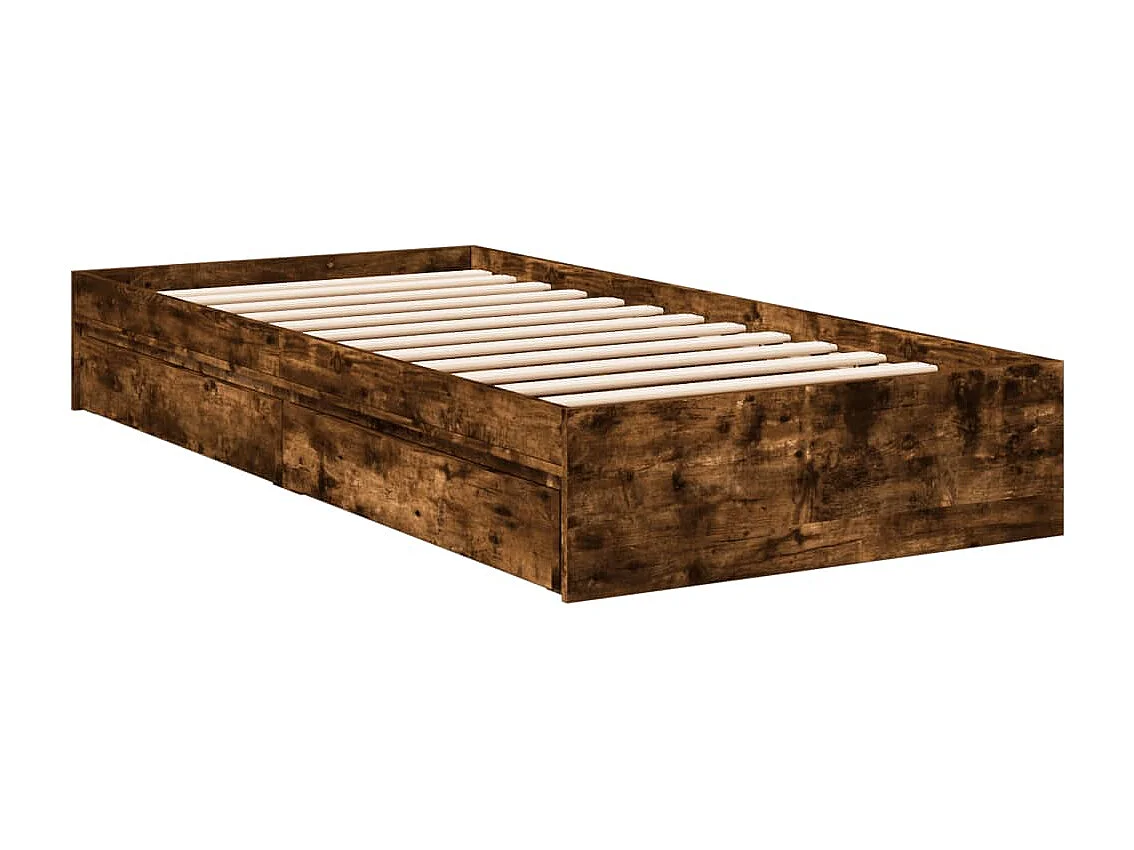 Bedframe met lades bewerkt hout gerookt eikenkleurig 90x190 cm