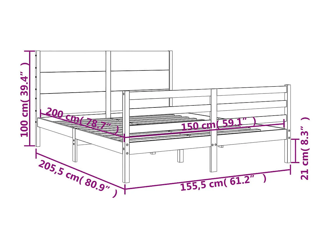 Cadre de lit sans matelas noir 120x190 cm tissu
