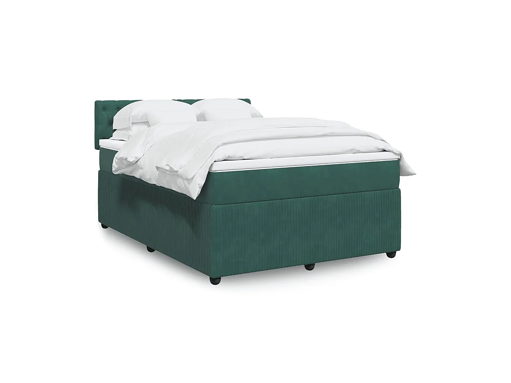 Sommier à lattes de lit et matelas Vert foncé 140x190cm Velours