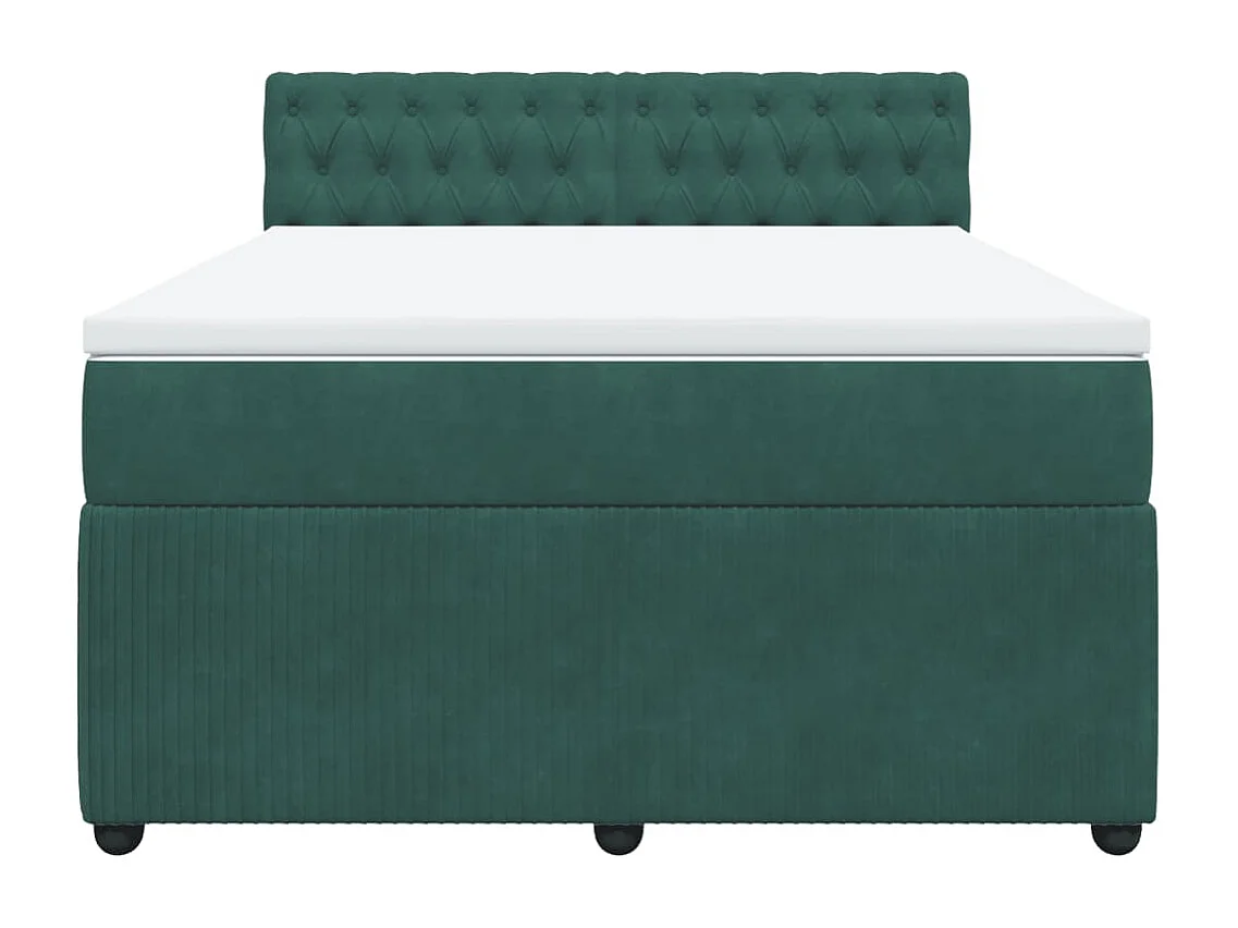 Giroletto a Molle con Materasso Verde Scuro 140x190 cm Velluto