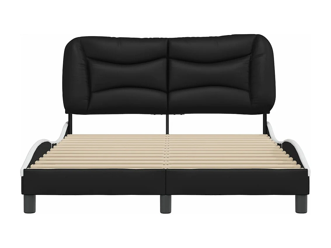 Estructura cama cabecero cuero sintético negro blanco 120x200cm