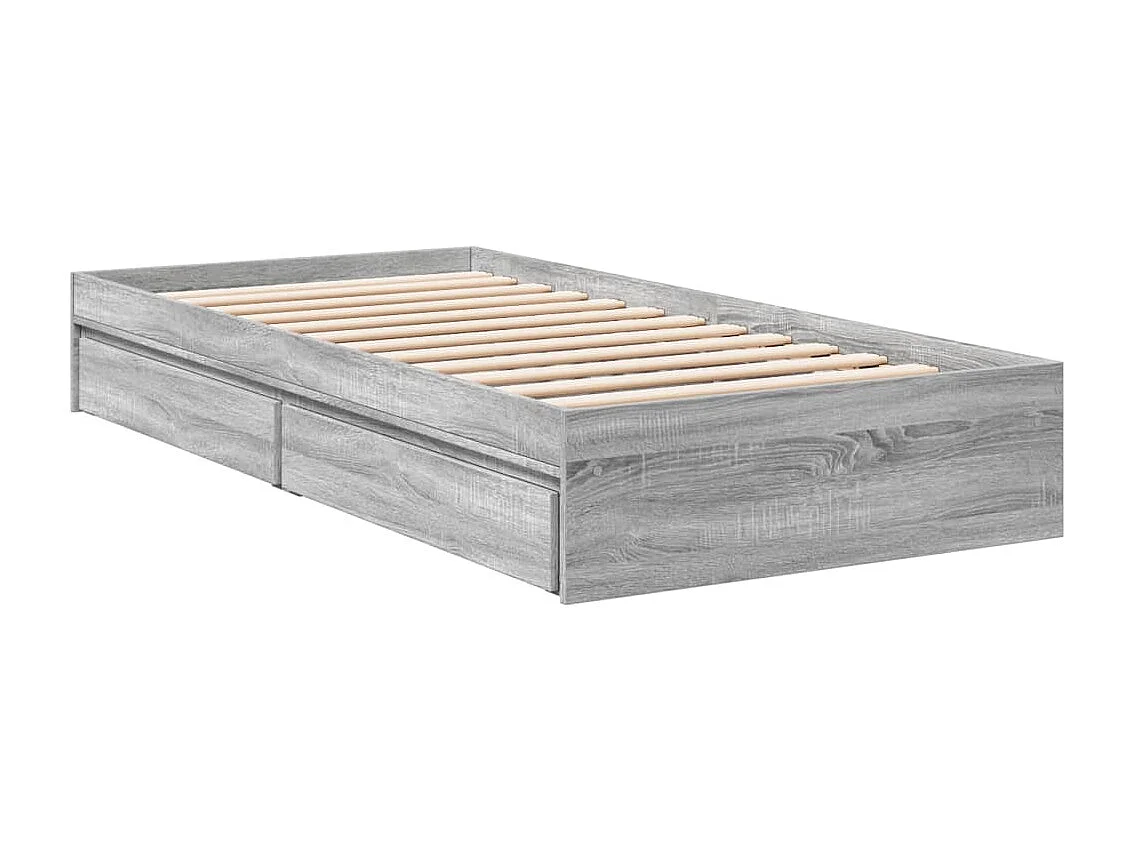 Cadre de lit avec tiroirs sans matelas sonoma gris 90x190 cm