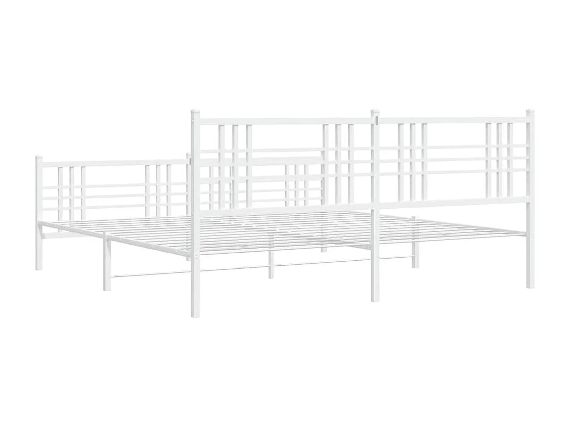 Cadre de lit métal sans matelas et pied de lit blanc 200x200 cm