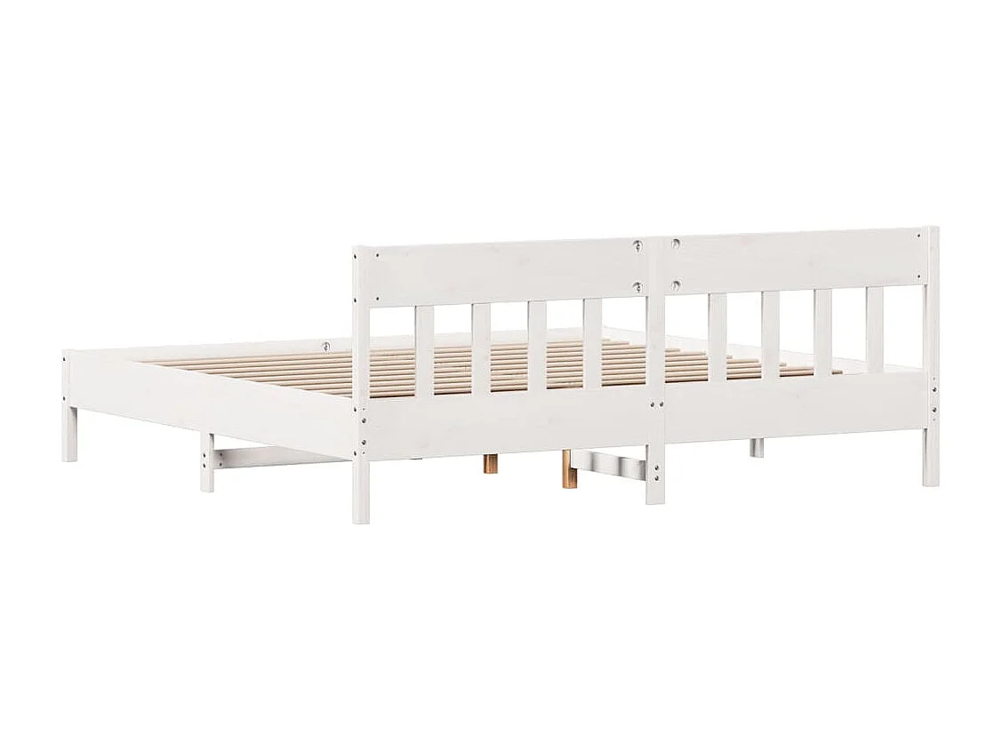 Cadre de lit sans matelas blanc 180x200 cm bois massif de pin