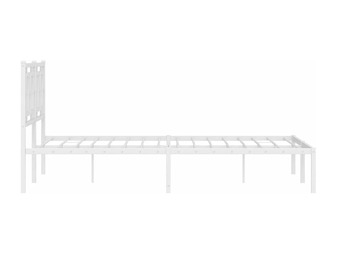 Cadre de lit métal sans matelas et tête de lit blanc 140x200 cm