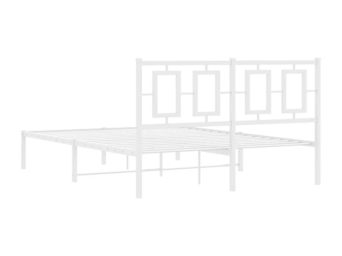 Cadre de lit métal sans matelas et tête de lit blanc 140x200 cm