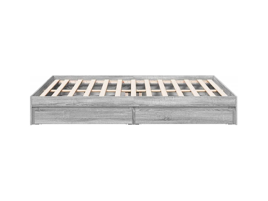 Cadre de lit avec tiroirs sans matelas sonoma gris 150x200 cm