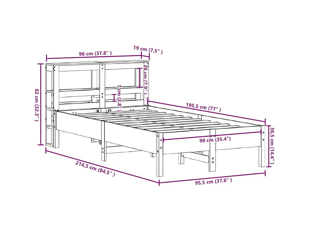 Cadre de lit avec tiroirs sans matelas sonoma gris 150x200 cm