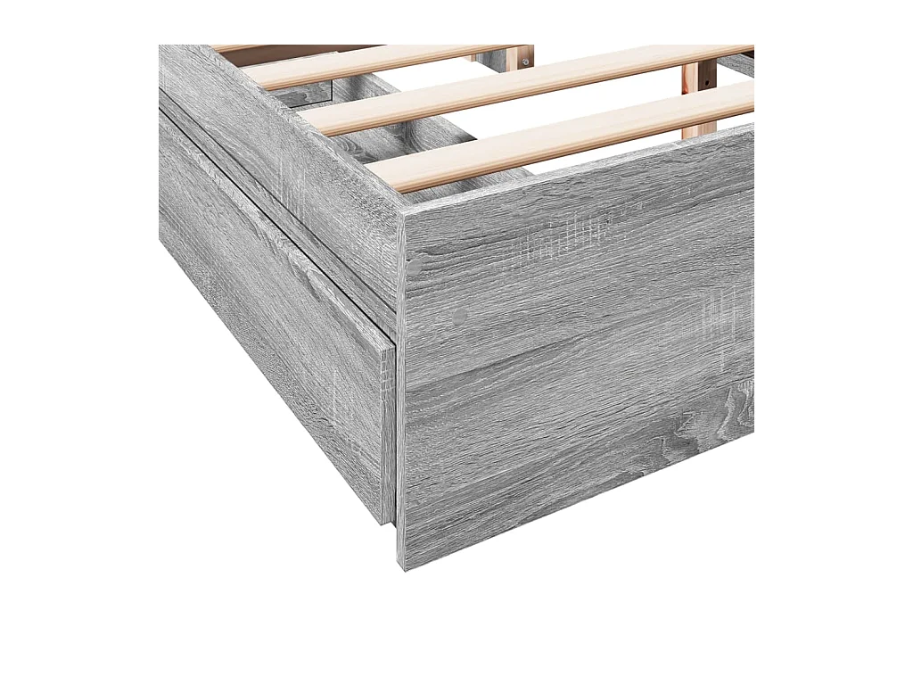 Cadre de lit avec tiroirs sans matelas sonoma gris 150x200 cm