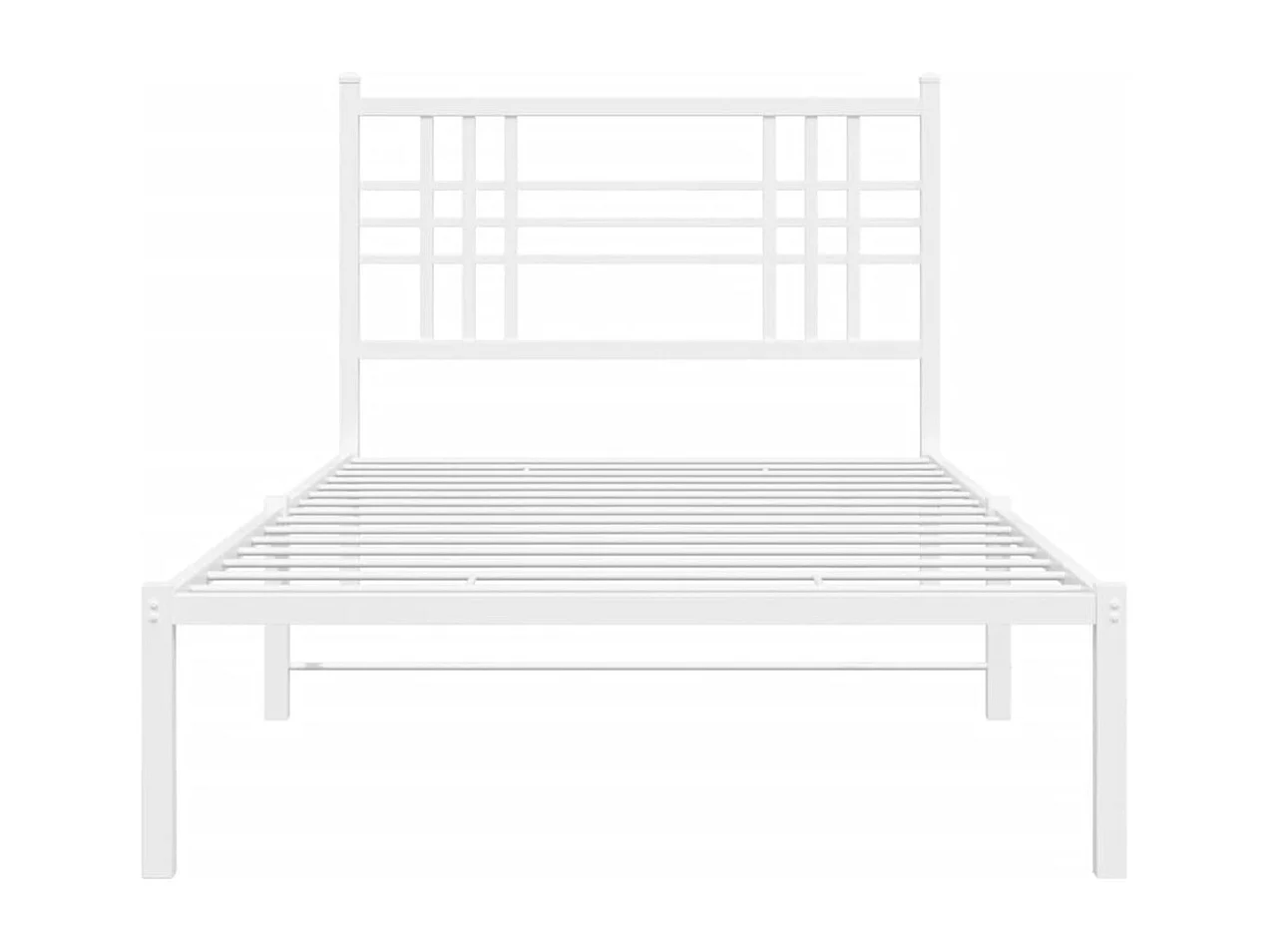 Cadre de lit métal sans matelas avec tête de lit blanc 90x190cm