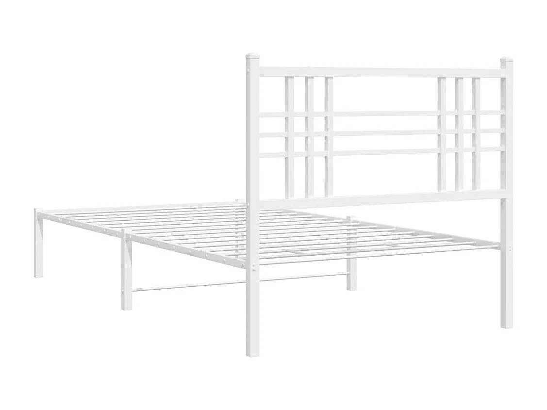 Cadre de lit métal sans matelas avec tête de lit blanc 90x190cm