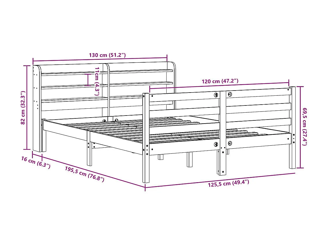 Estructura de cama con cabecero negra 200x200 cm