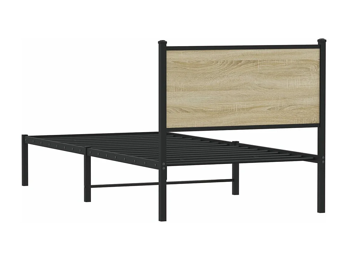 Estructura de cama sin colchón metal roble Sonoma 90x200 cm