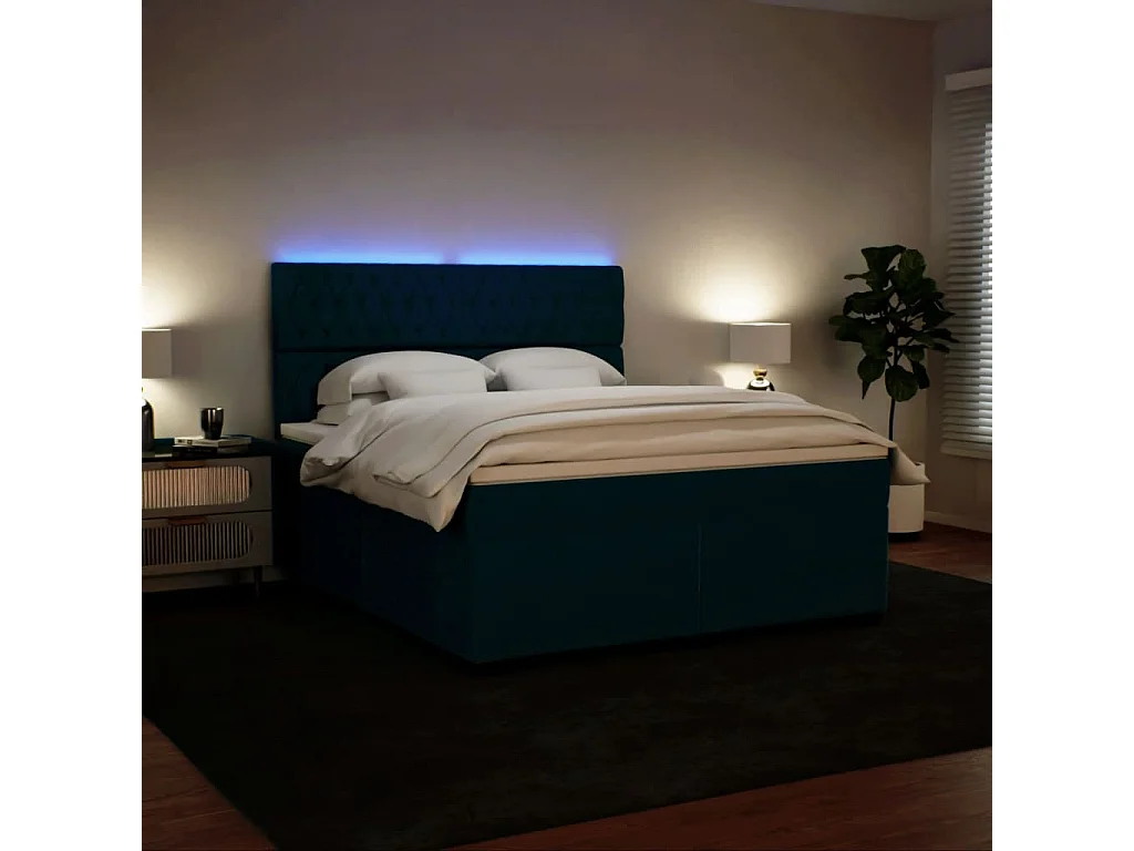 Boxspringbett mit Matratze Blau 180x200 cm Samt