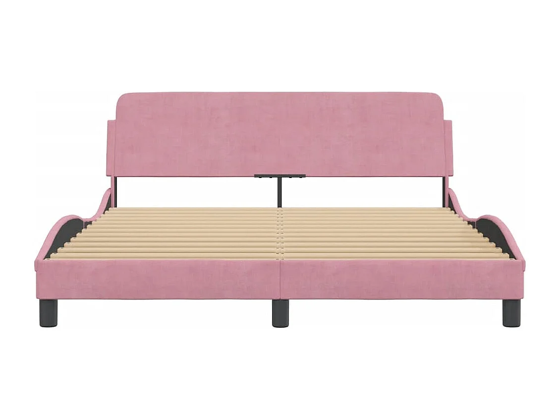 Estrutura cama c/ cabeceira sem colchão 160x200 cm veludo rosa