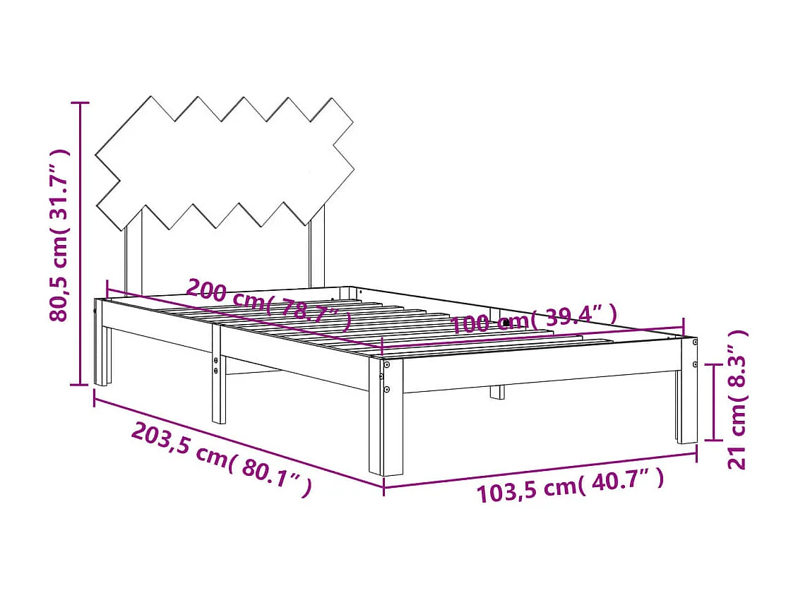 Cadre de lit sans matelas cire marron 90x190 cm bois pin massif