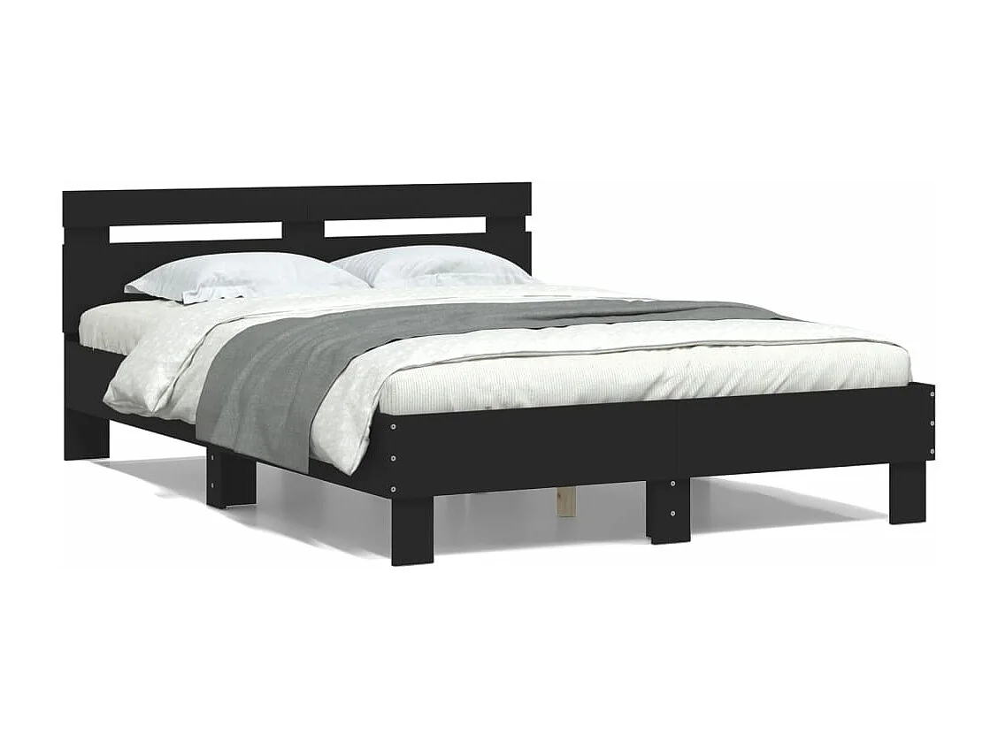 Cadre de lit sans matelas noir 135x190 cm