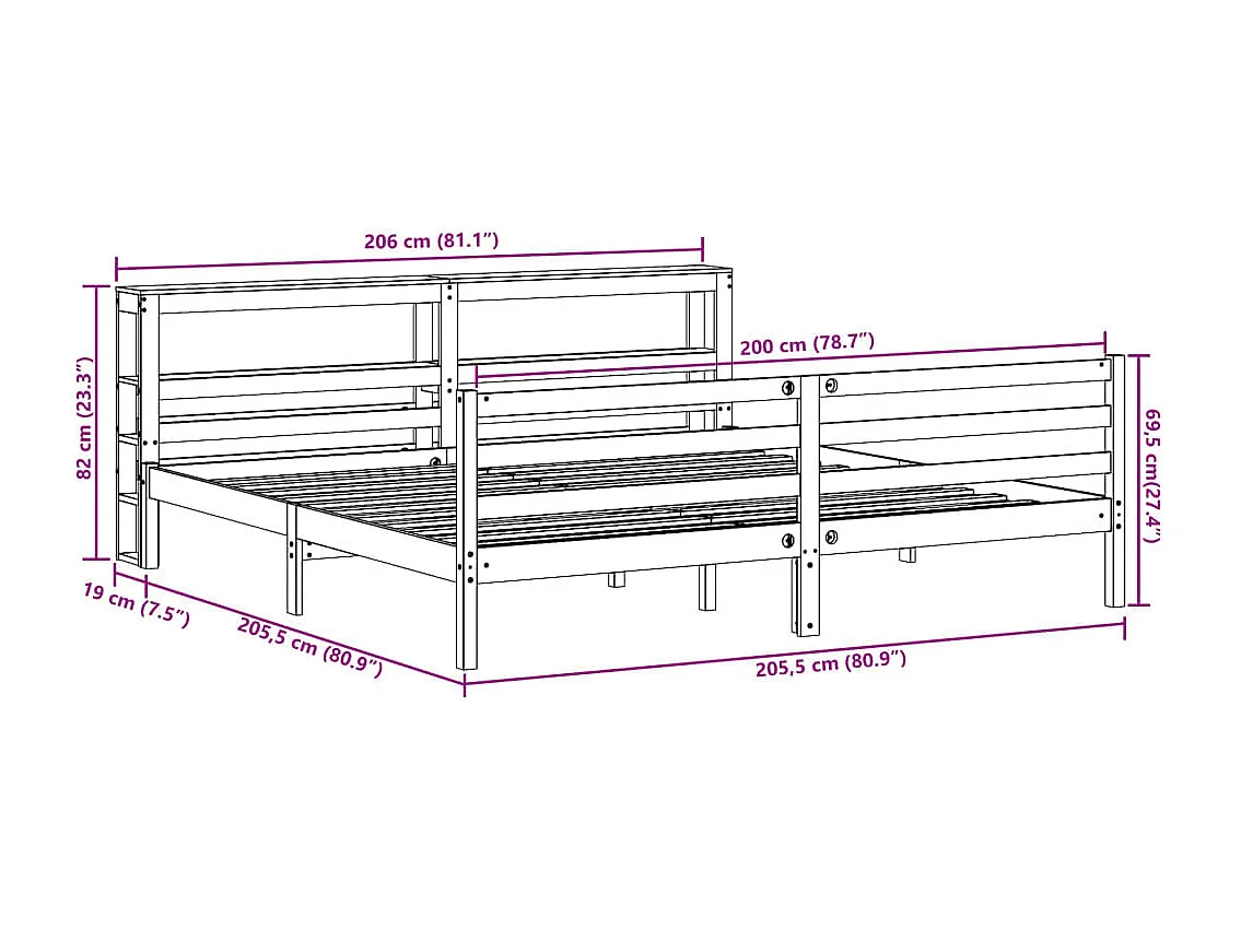 Cadre de lit sans matelas noir 135x190 cm