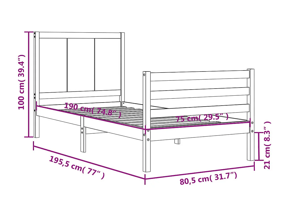 Cadre de lit sans matelas 140x190 cm bois de pin massif