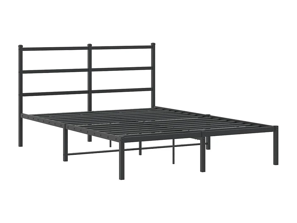 Bettgestell mit Kopfteil Metall Schwarz 135x190 cm