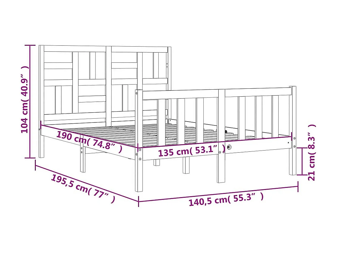 Cadre de lit sans matelas noir 100x200 cm bois d'ingénierie