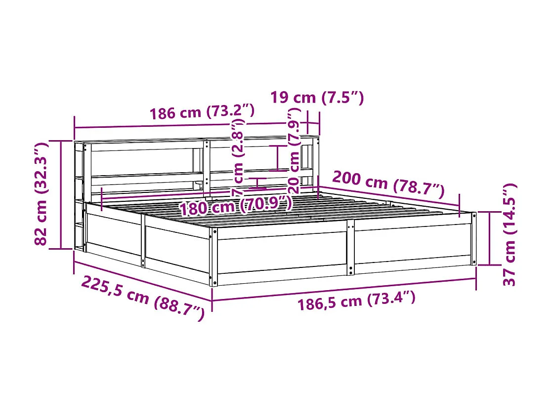 Cadre de lit sans matelas chêne sonoma 120x190 cm