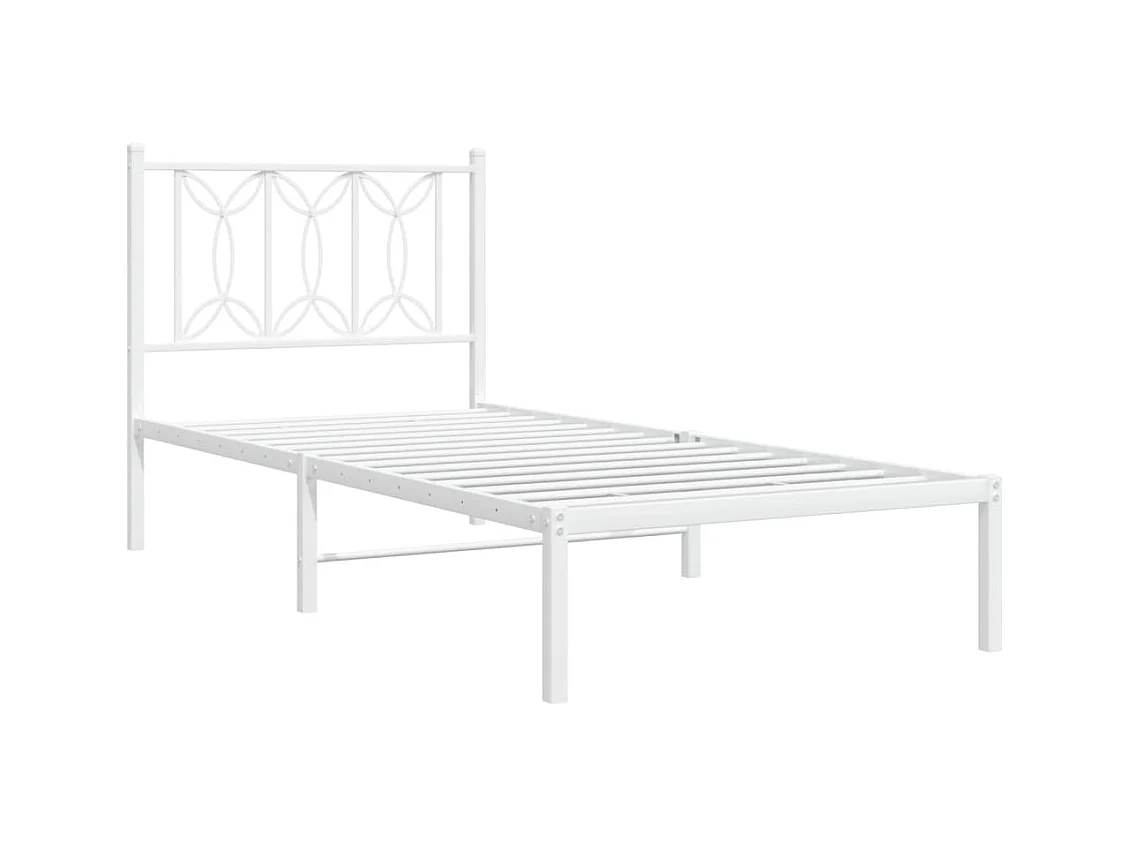 Bedframe met hoofdbord zonder matras metaal wit 75x190 cm