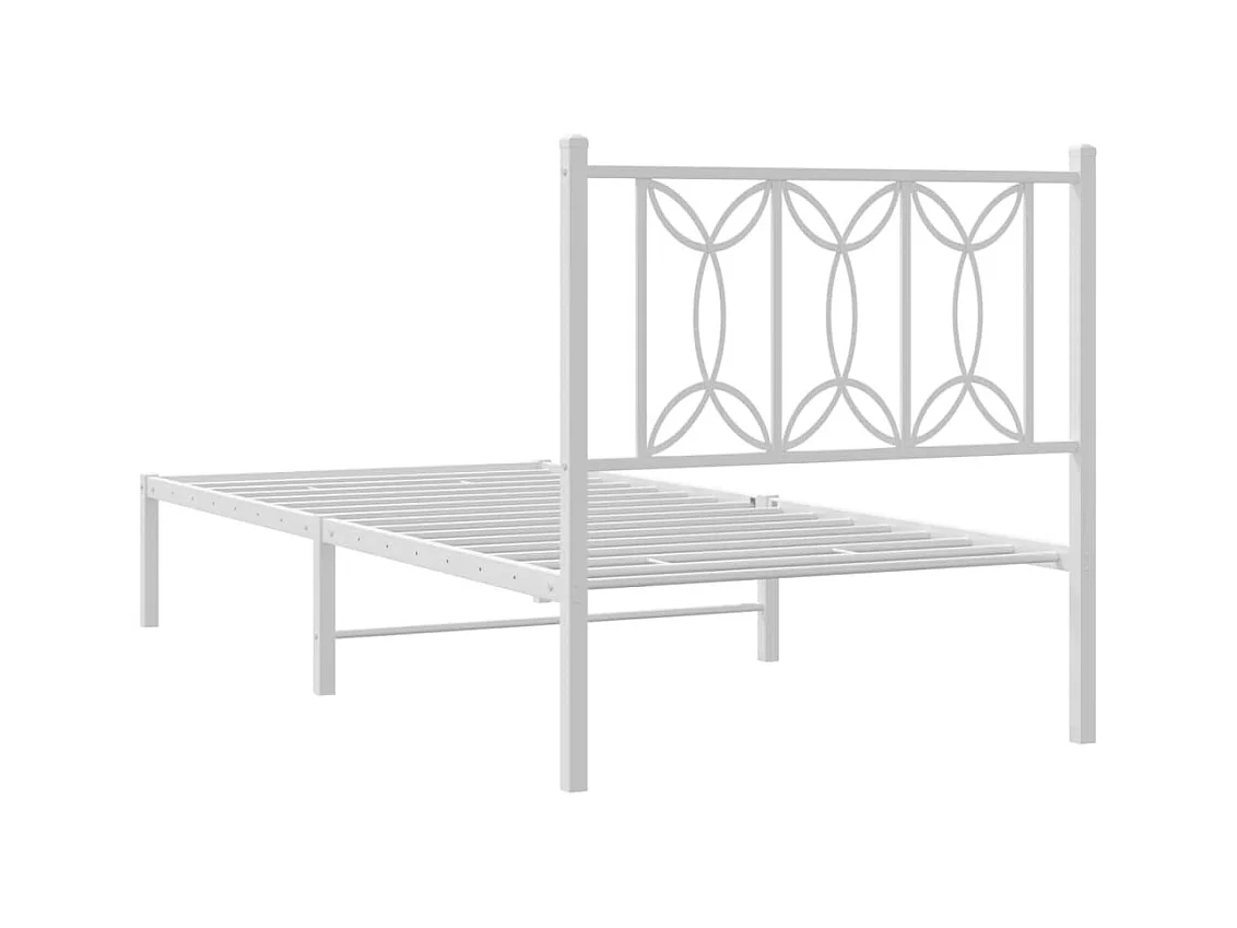 Bedframe met hoofdbord zonder matras metaal wit 75x190 cm