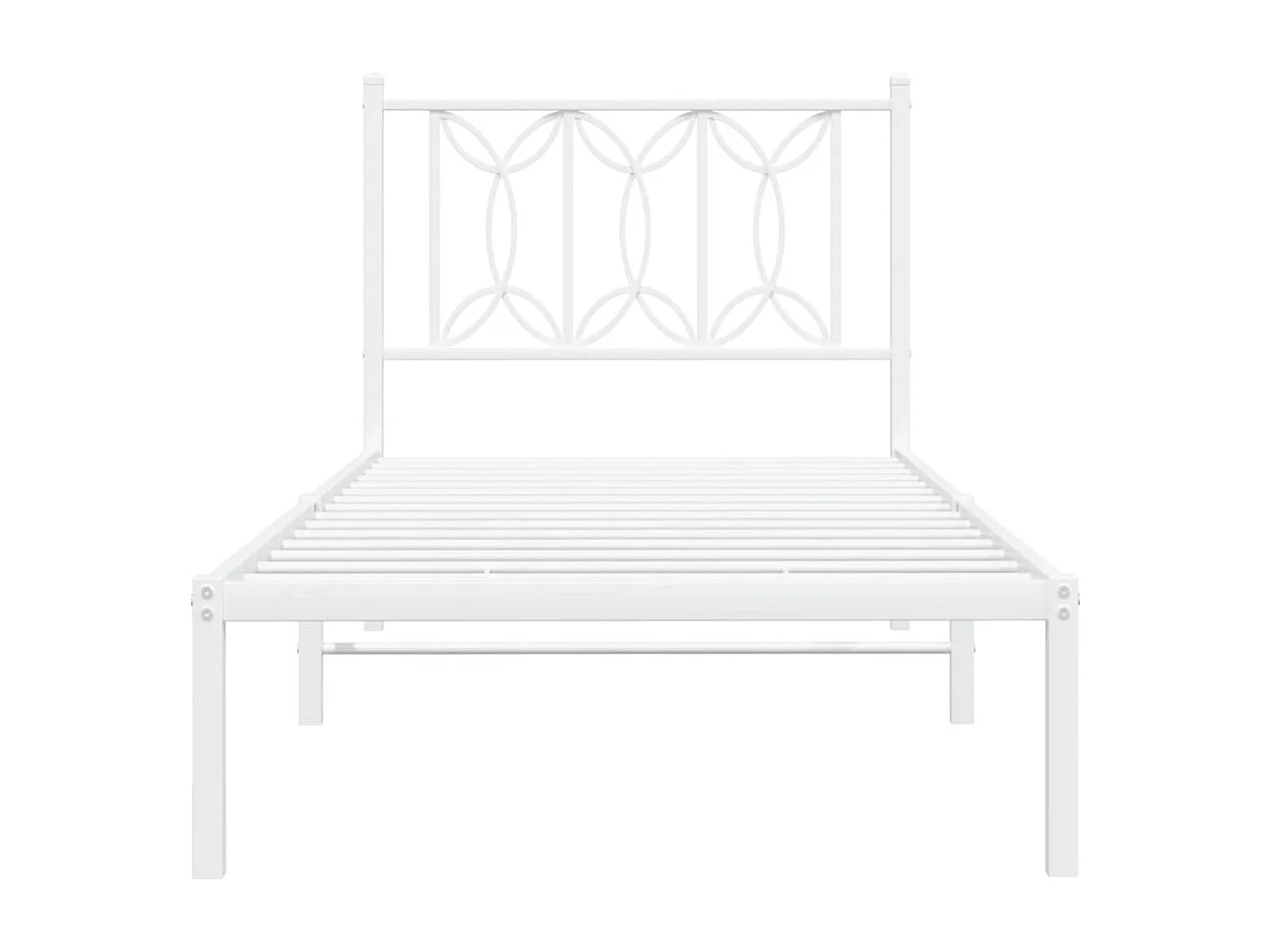 Cadre de lit métal sans matelas avec tête de lit blanc 75x190cm