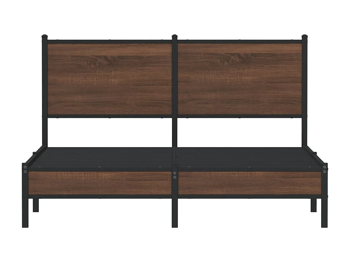 Cadre de lit en métal sans matelas chêne marron 140x190 cm