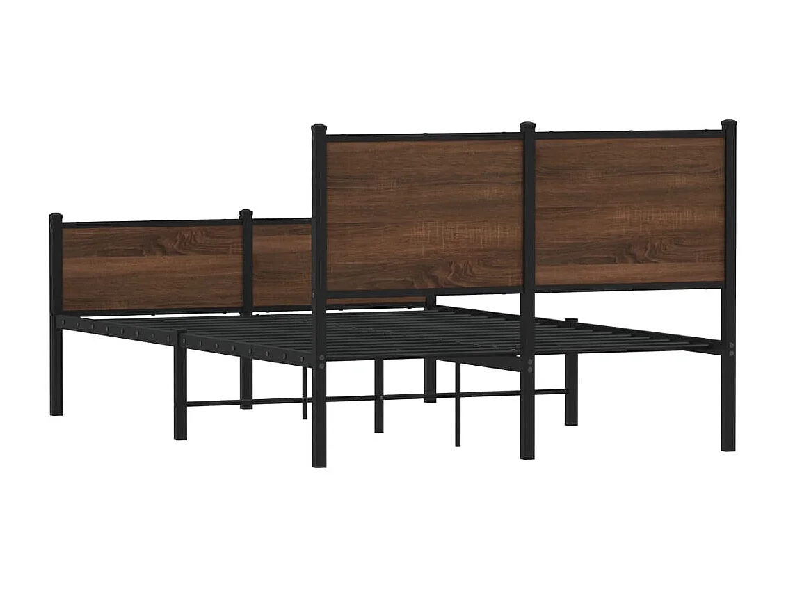 Cadre de lit en métal sans matelas chêne marron 120x190 cm