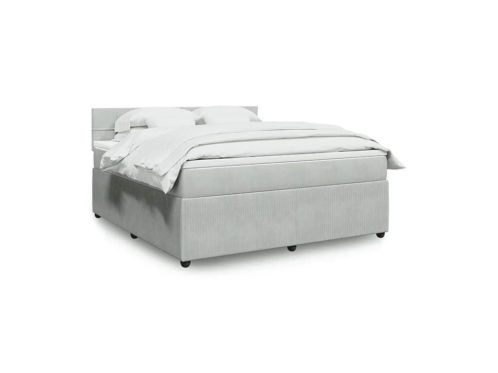 Sommier à lattes de lit et matelas Gris clair 180x200cm Velours