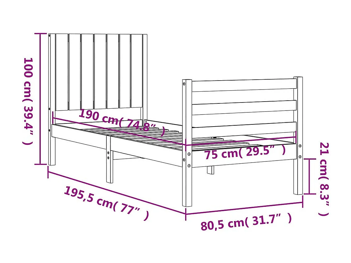 Cadre de lit métal sans matelas et pied de lit blanc 160x200 cm