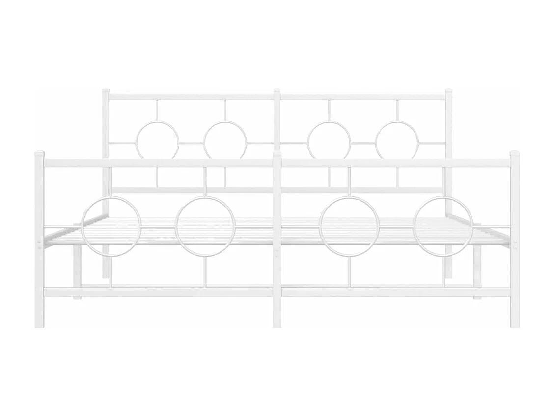Cadre de lit métal sans matelas et pied de lit blanc 160x200 cm