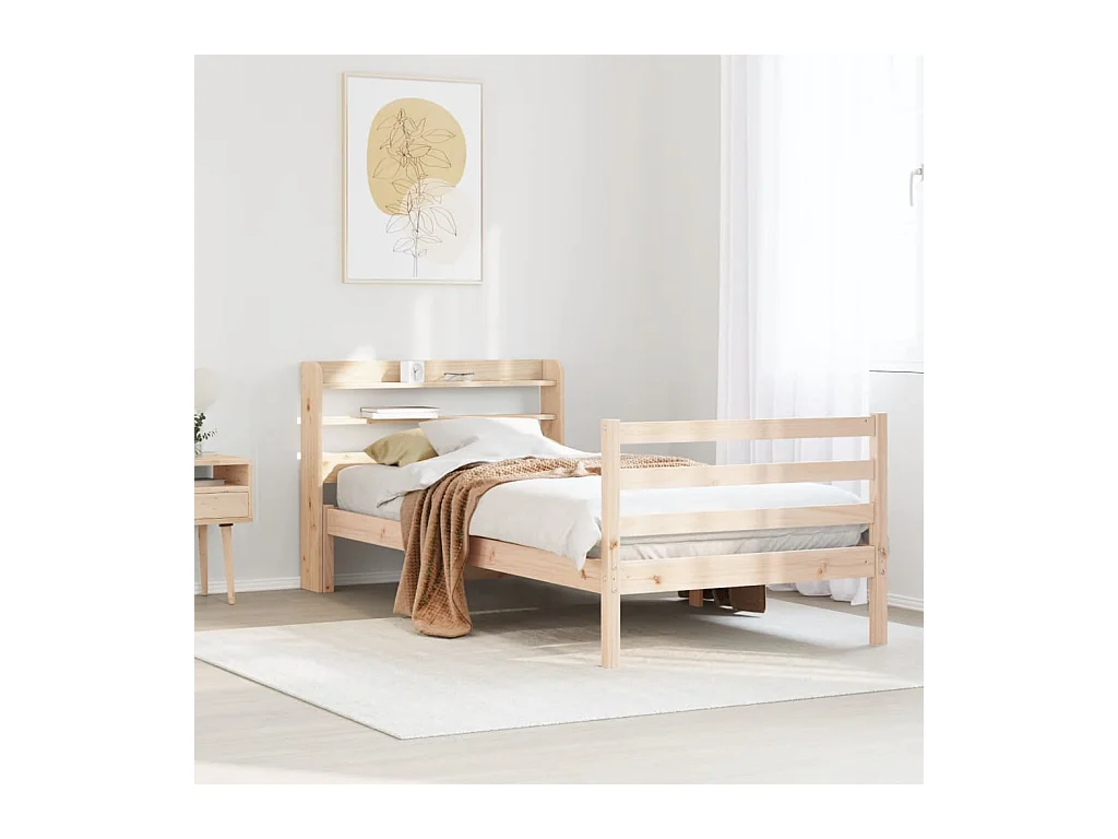 Giroletto con Testiera 75x190 cm in Legno Massello di Pino