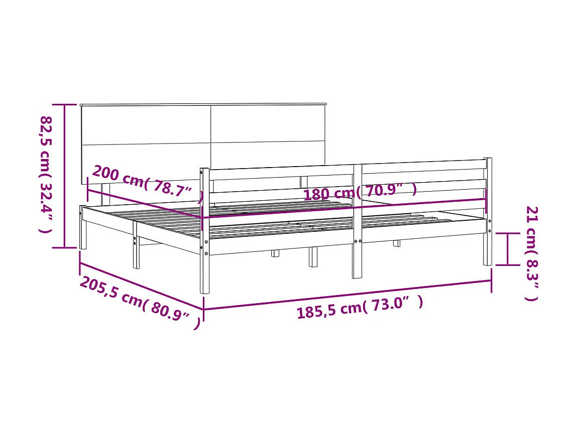 Cadre de lit en métal sans matelas chêne fumé 120x190 cm
