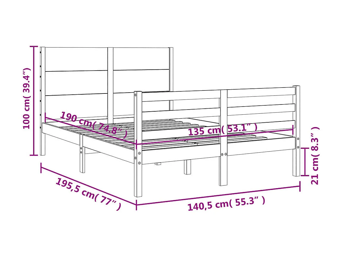 Cadre de lit en métal sans matelas chêne marron 200x200 cm