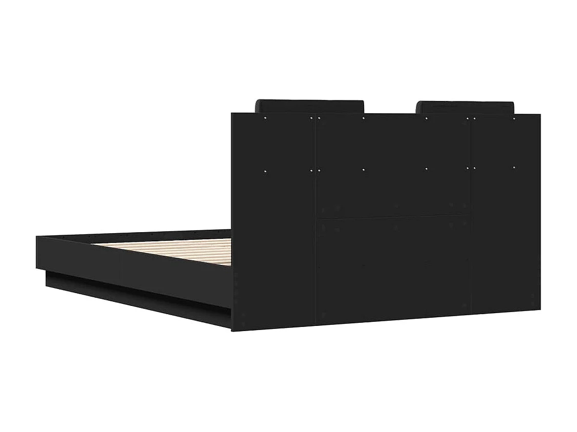 Bettgestell mit Kopfteil Schwarz 135x190 cm Holzwerkstoff