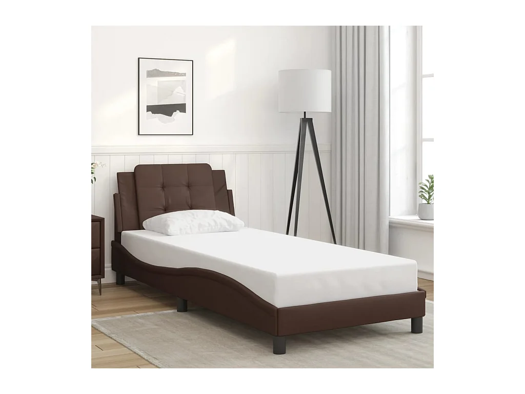 Giroletto con Testiera Marrone 100x200 cm in Similpelle