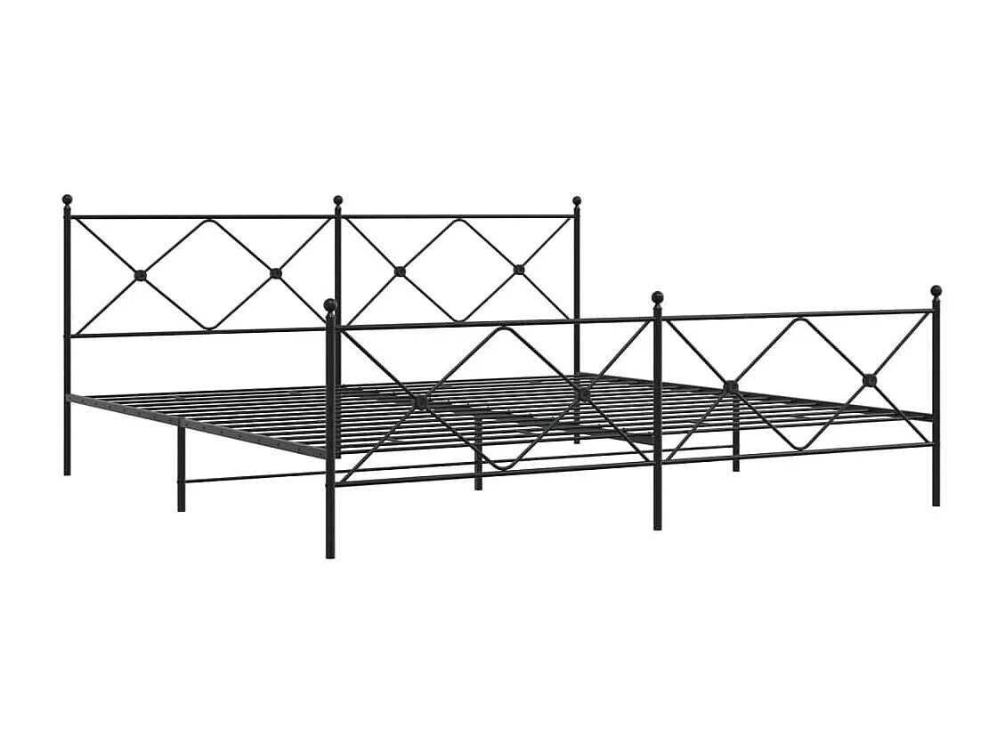 Cadre de lit métal sans matelas avec pied de lit noir 200x200cm