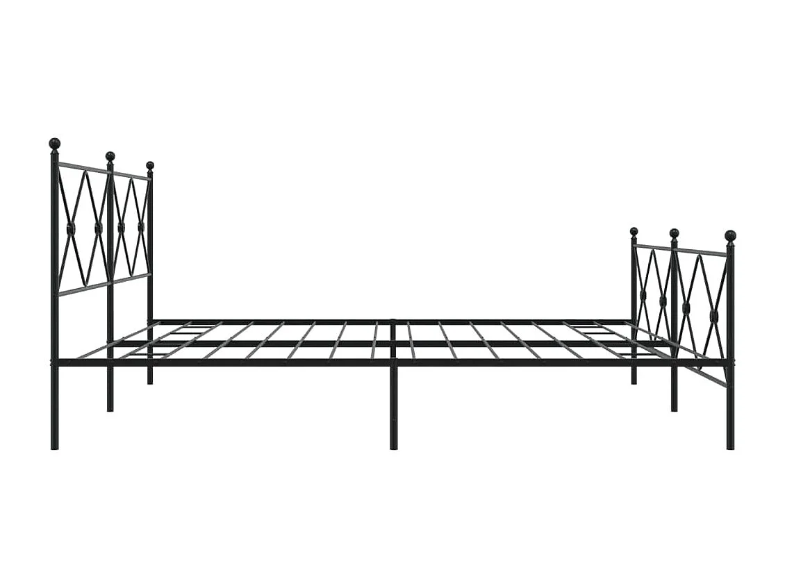 Cadre de lit métal sans matelas avec pied de lit noir 200x200cm