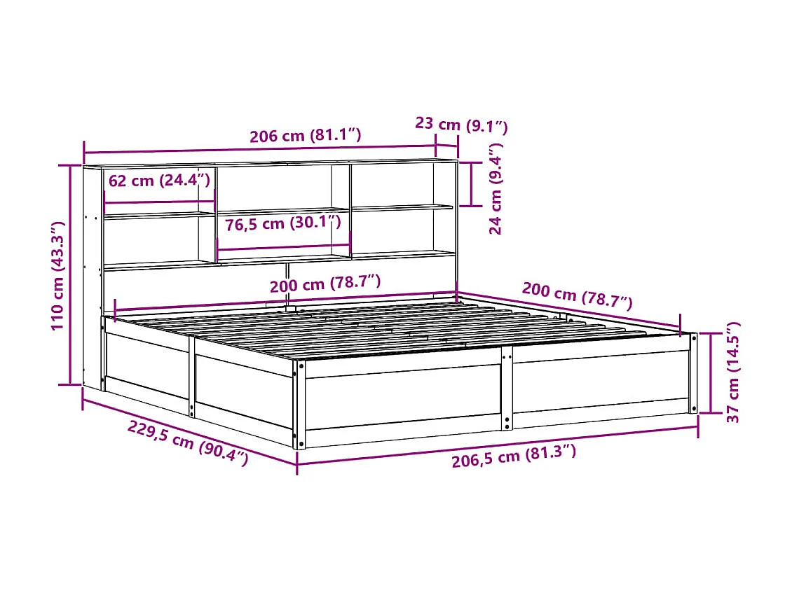 Cadre de lit et tête de lit sans matelas sonoma gris 90x190 cm