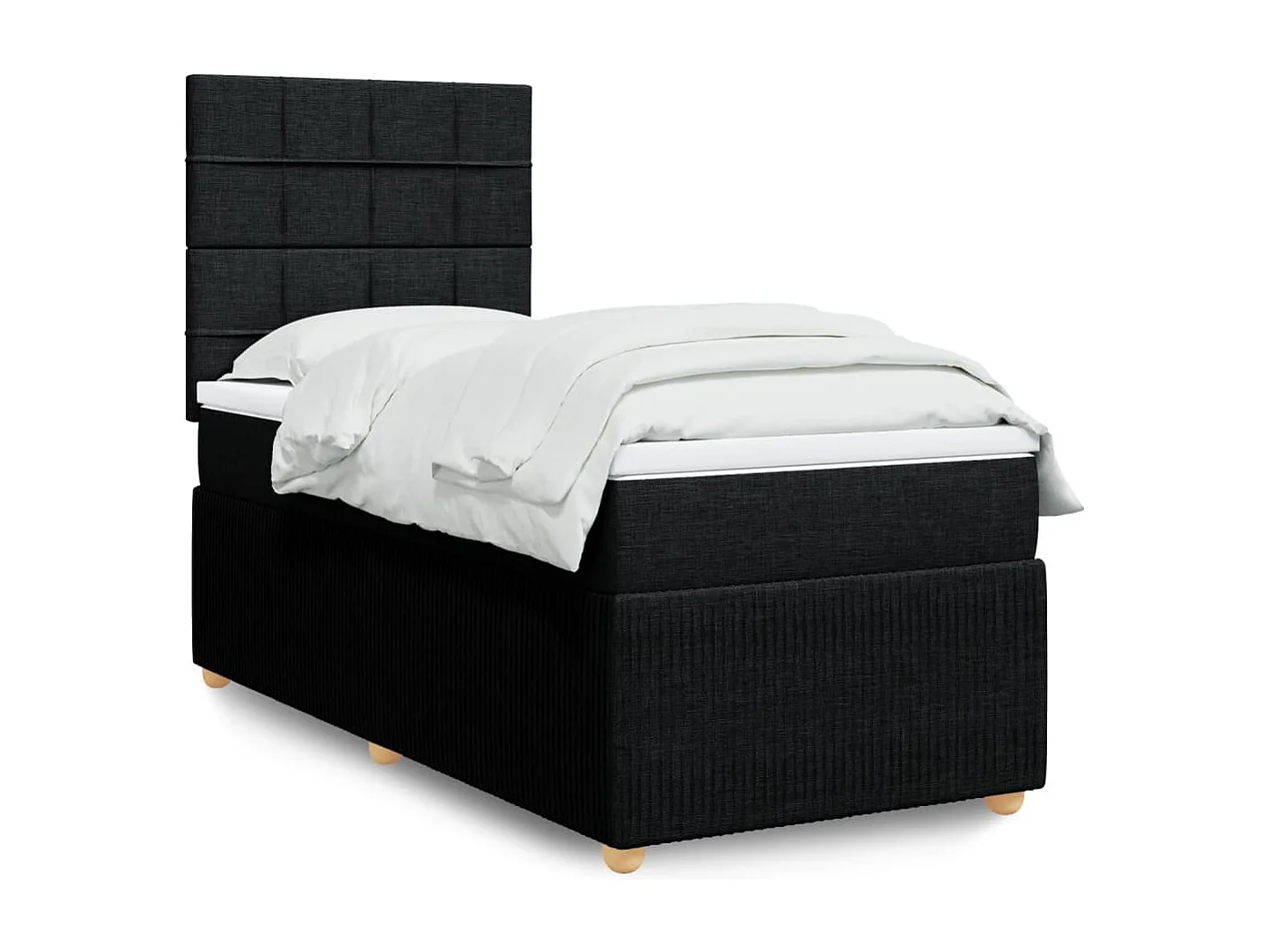 Sommier à lattes de lit et matelas Noir 80x200 cm Tissu