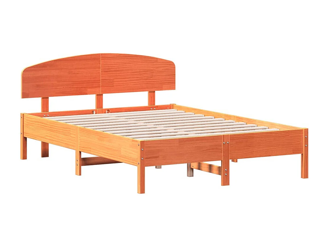 Cadre de lit sans matelas cire marron 140x190cm bois pin massif