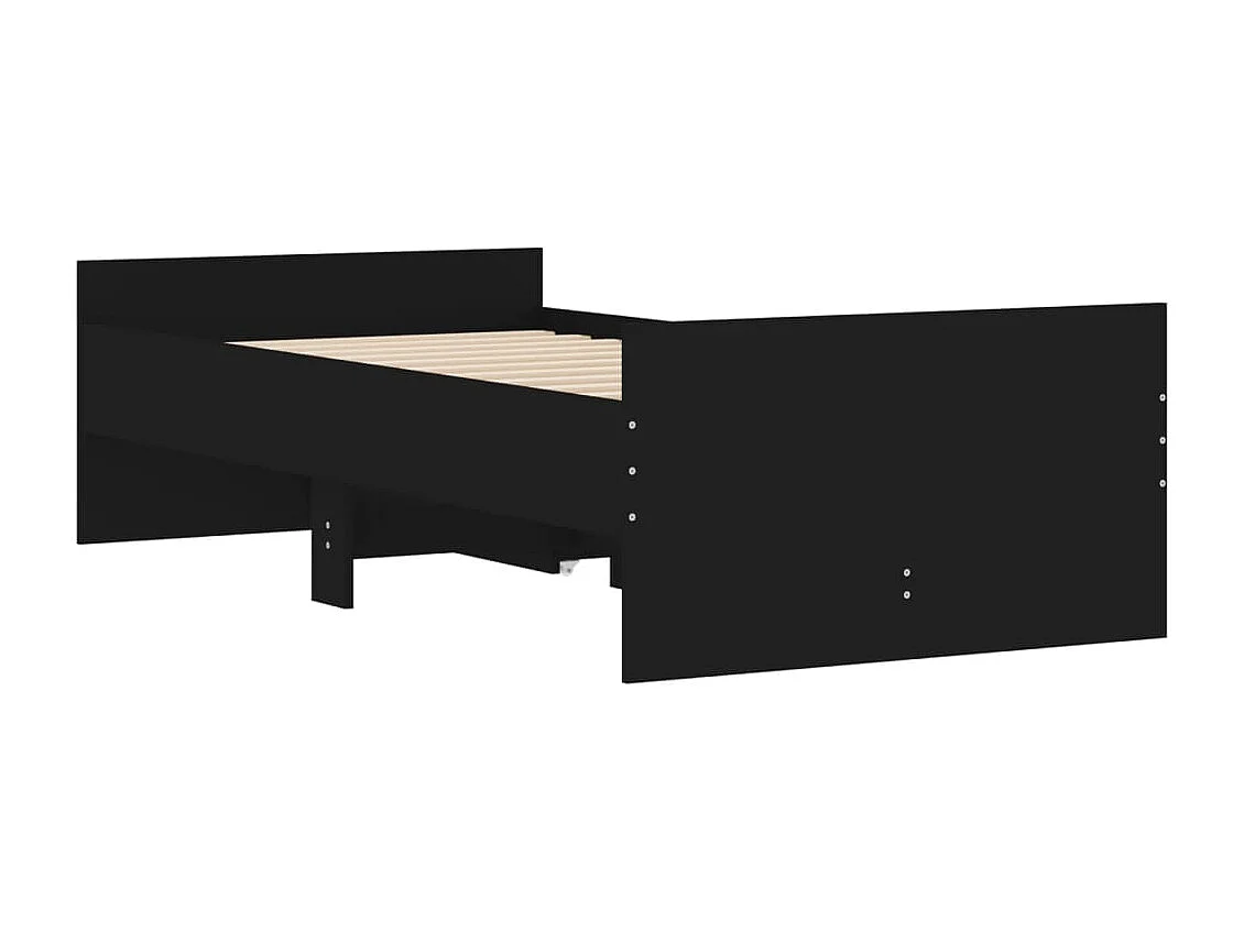 Cadre de lit avec tiroirs sans matelas noir 90x190 cm