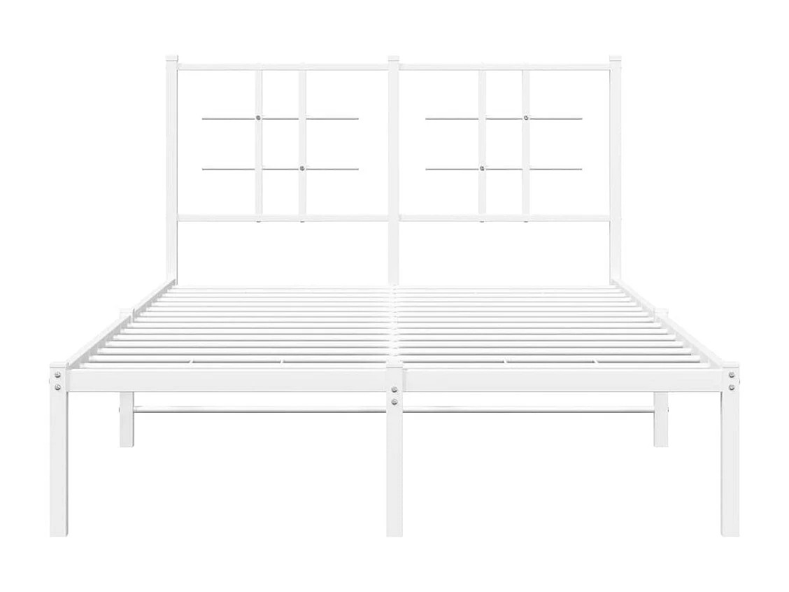 Cadre de lit métal sans matelas et tête de lit blanc 120x200 cm