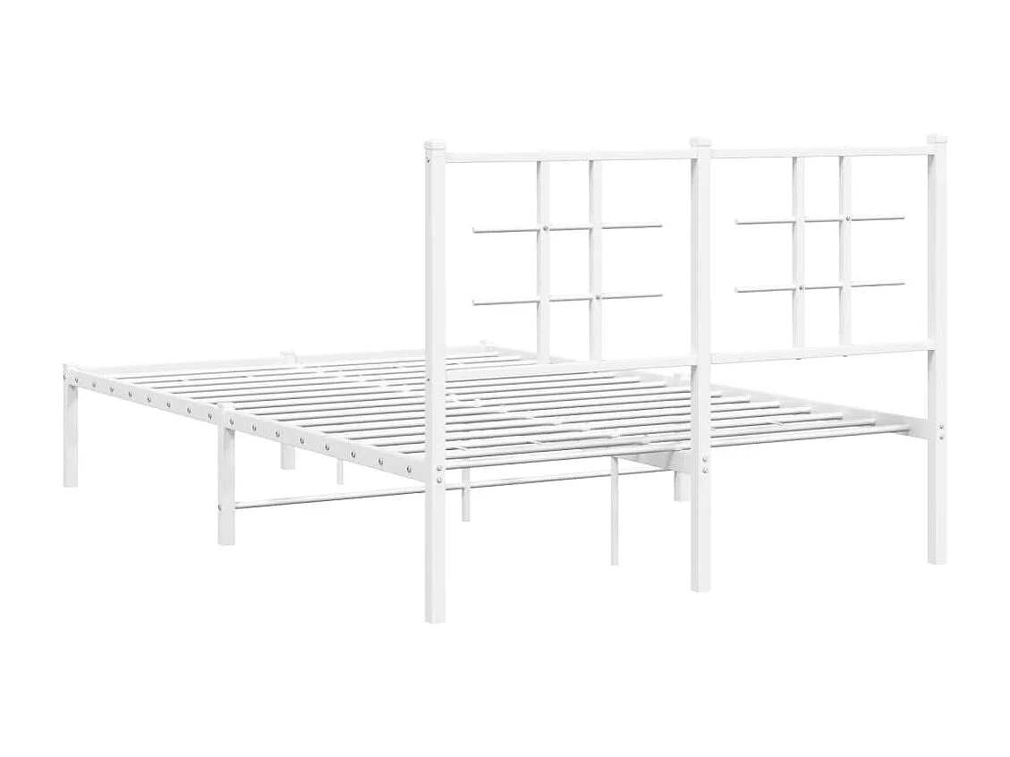 Cadre de lit métal sans matelas et tête de lit blanc 120x200 cm