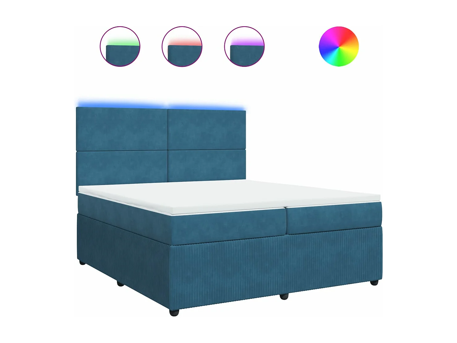 Giroletto a Molle con Materasso Blu 200x200 cm in Velluto