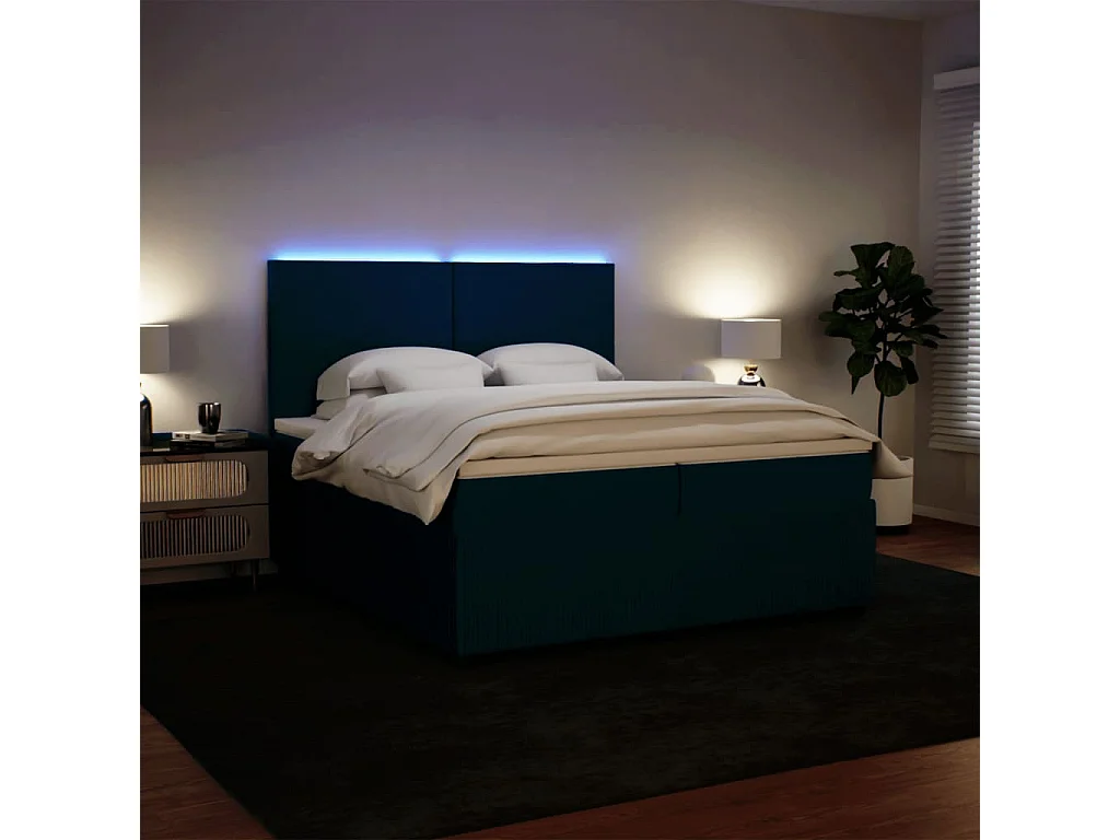 Giroletto a Molle con Materasso Blu 200x200 cm in Velluto