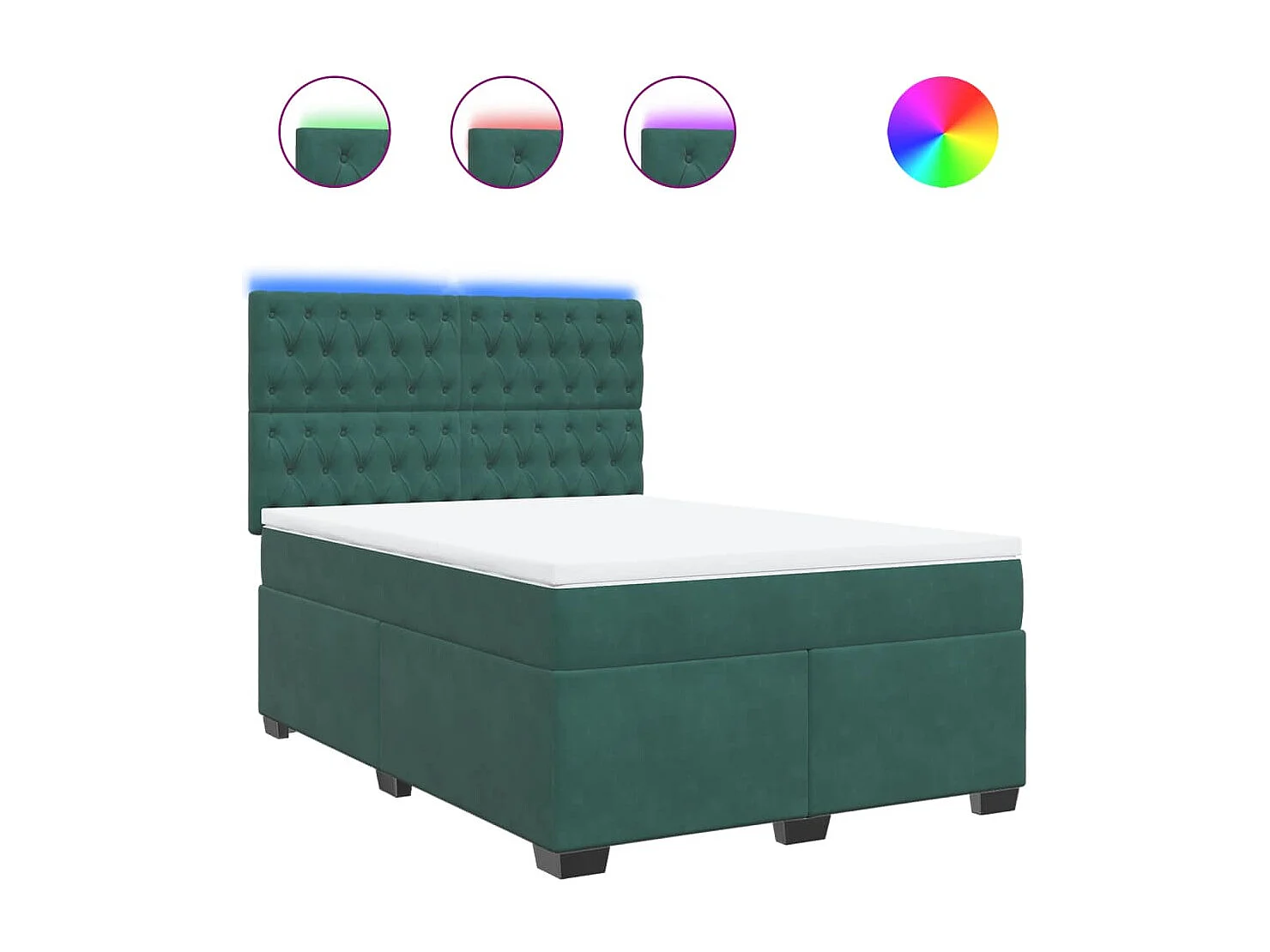 Sommier à lattes de lit et matelas Vert foncé 140x190cm Velours